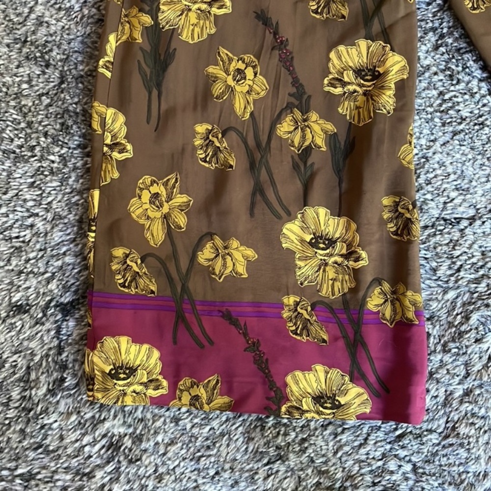 New Anthropologie Maeve Terrace Floral Brown Yellow Autumn Fall Wide Leg Pants 6 - Picture 8 of 8